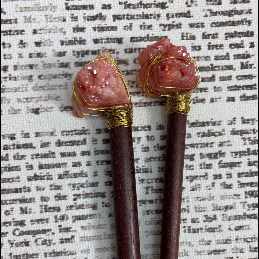 Hairsticks Hair Stick Pink Rock/Crystal/Geode